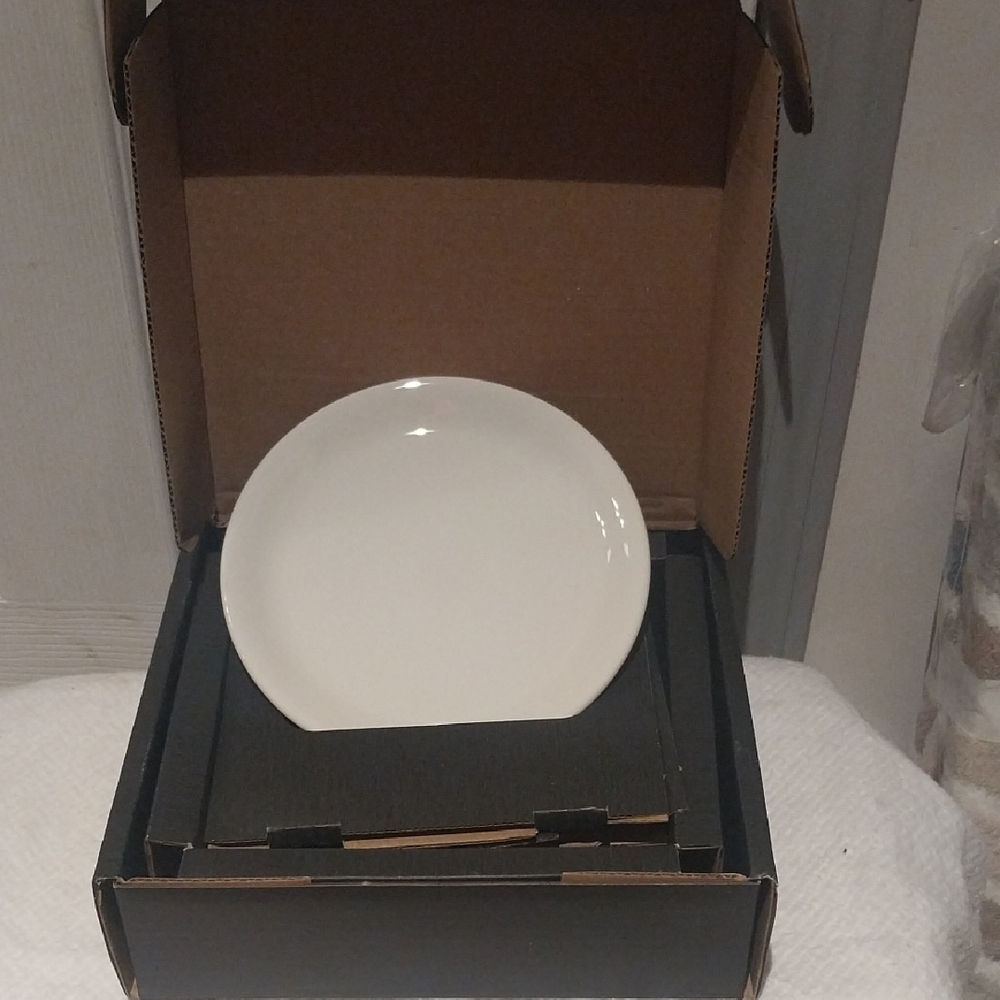 Made In- Set Of 4 Elegant White Appetizer Plates